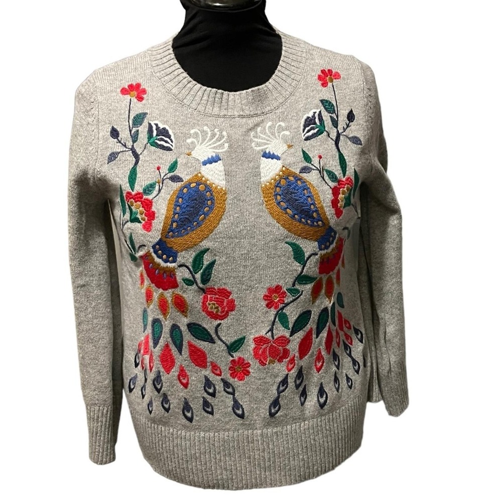 GORGEOUS Oversized LOFT embroidered sweater size Small could fit up to L - Picture 2 of 11